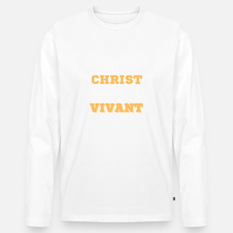 JESUS LEBT - Männer Premium Bio Langarmshirt - Weiß