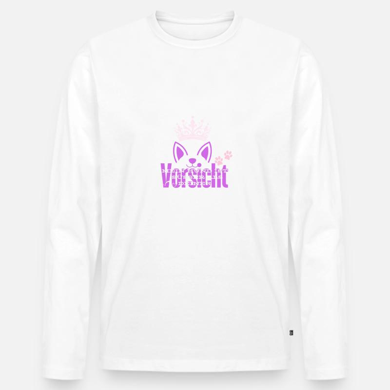 Vorsicht - Männer Premium Bio Langarmshirt - Weiß