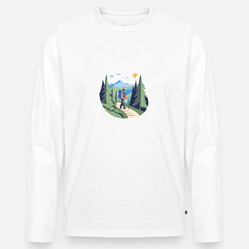 PACK LIGHT TRAVEL FAR - Männer Premium Bio Langarmshirt - Weiß