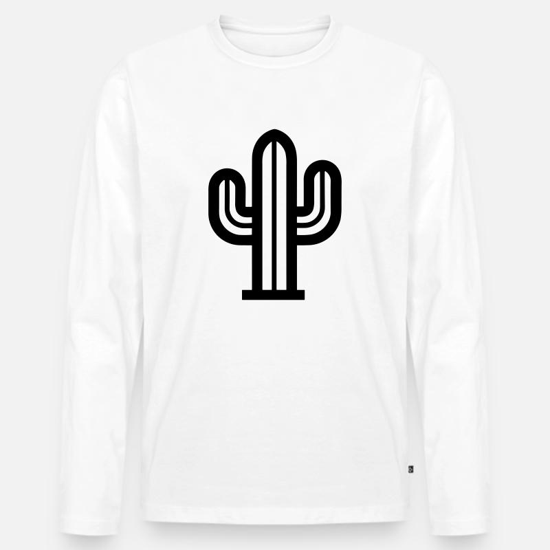 Kaktus - Männer Premium Bio Langarmshirt - Weiß
