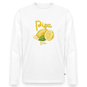 Pise - Italie - Souvenirs - Vacances - Tour penchée - T-shirt manches longues Premium bio Homme - blanc - Devant - Nico (187cm)
