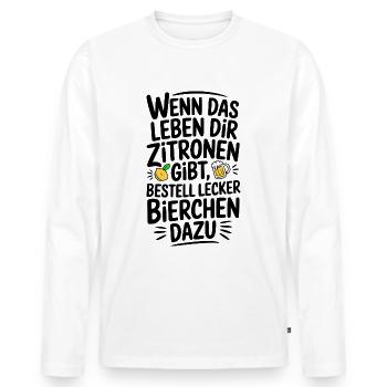 Wenn Zitrone dann lecker Bierchen - Männer Premium Bio Langarmshirt - Weiß - Vorne - Nico (187cm)