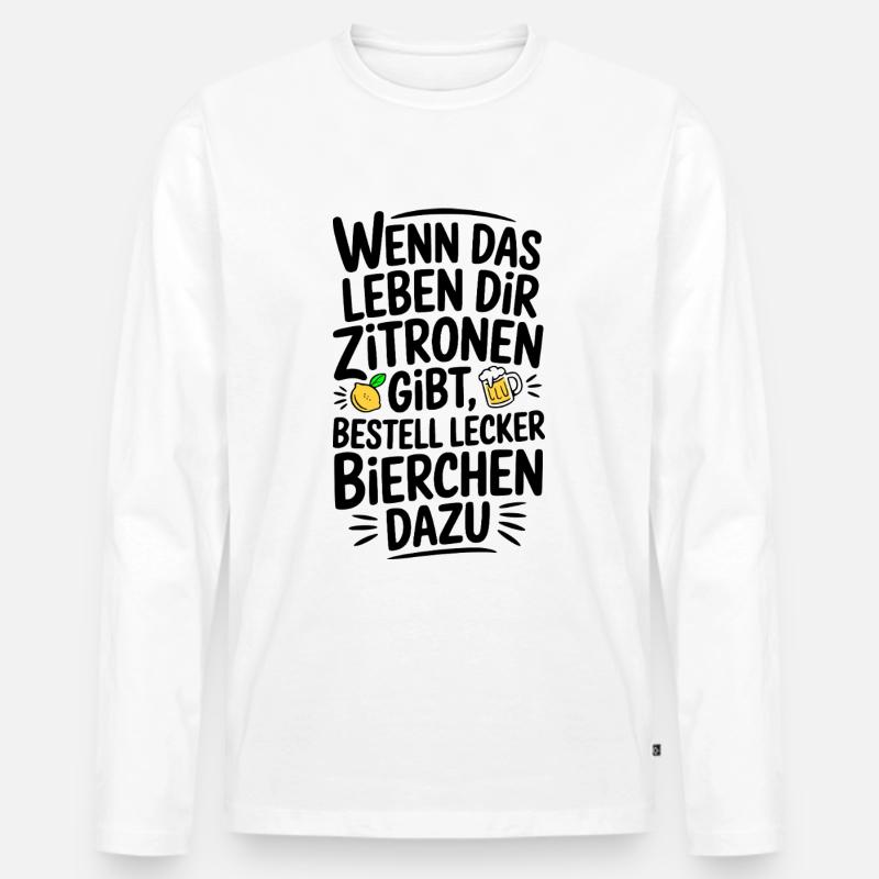 Wenn Zitrone dann lecker Bierchen - Männer Premium Bio Langarmshirt - Weiß
