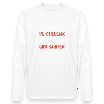 Pas besoin de cheveux pour être un super motard - T-shirt manches longues Premium bio Homme - blanc - Devant - Nico (187cm)