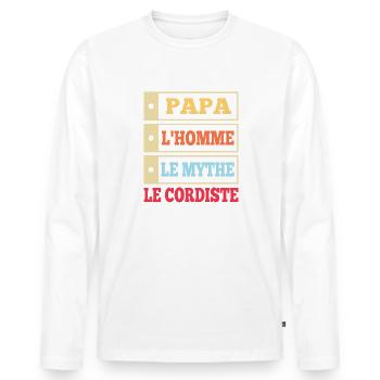 Papa l'homme le mythe le cordiste t-shirt - T-shirt manches longues Premium bio Homme - blanc - Devant - Nico (187cm)