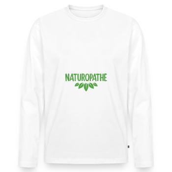 Diplôme du meilleur naturopathe t-shirt - T-shirt manches longues Premium bio Homme - blanc - Devant - Nico (187cm)