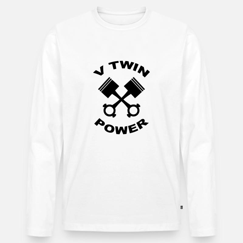 V Twin Power - Männer Premium Bio Langarmshirt - Weiß