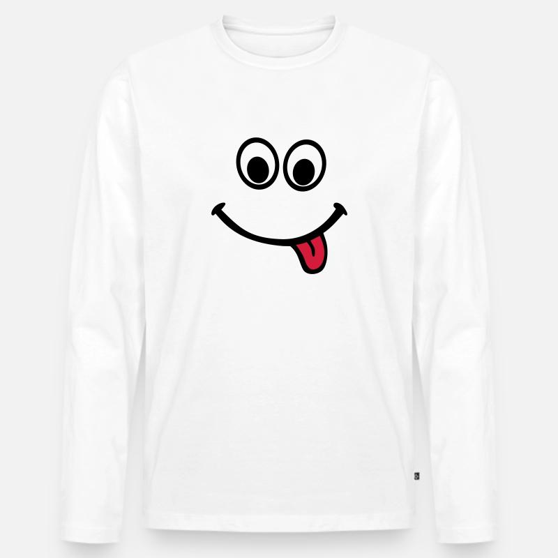 Gesicht - Männer Premium Bio Langarmshirt - Weiß