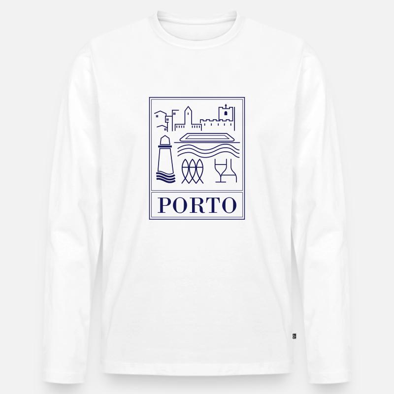 Porto Sammlung - Männer Premium Bio Langarmshirt - Weiß