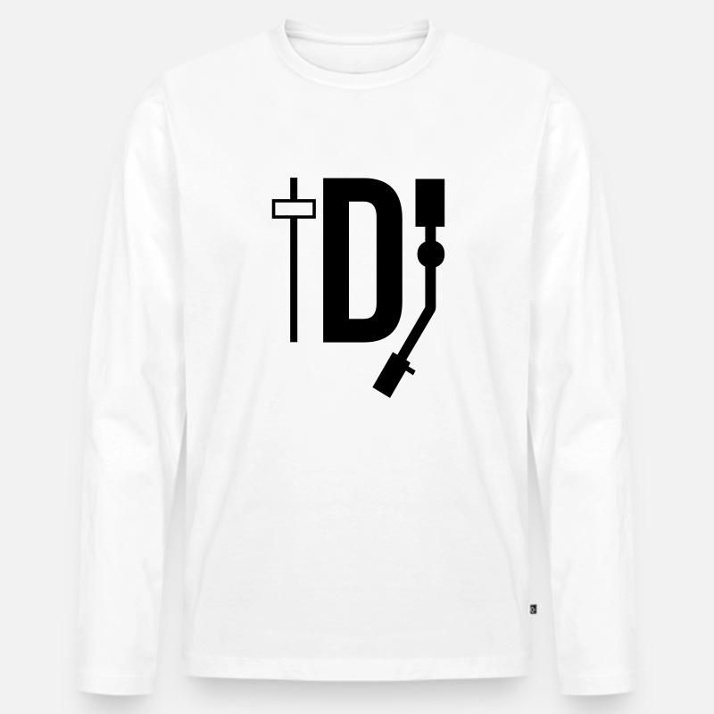 DJ - DEEJAY - Männer Premium Bio Langarmshirt - Weiß