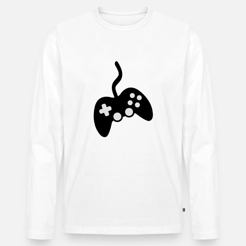 Games Controller - Männer Premium Bio Langarmshirt - Weiß