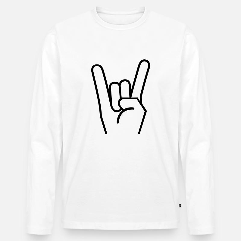 Rock hand - Männer Premium Bio Langarmshirt - Weiß