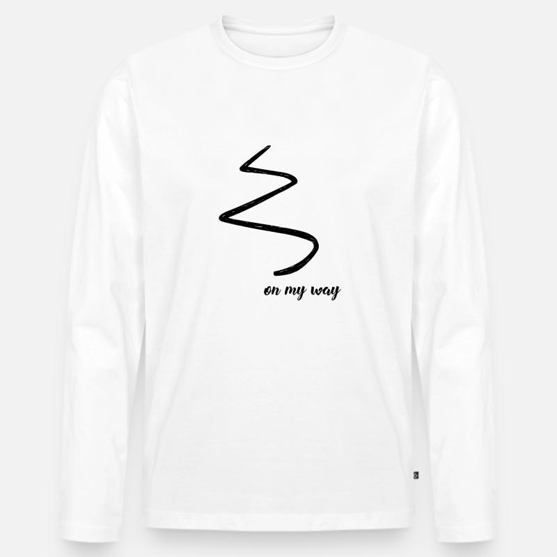 on my way - Männer Premium Bio Langarmshirt - Weiß