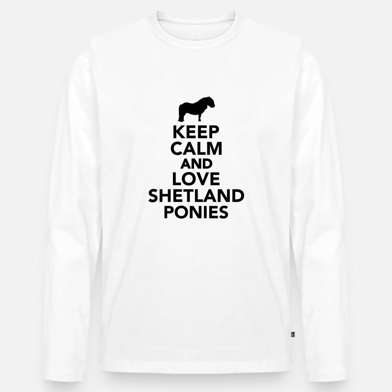 Shetland Pony - Männer Premium Bio Langarmshirt - Weiß