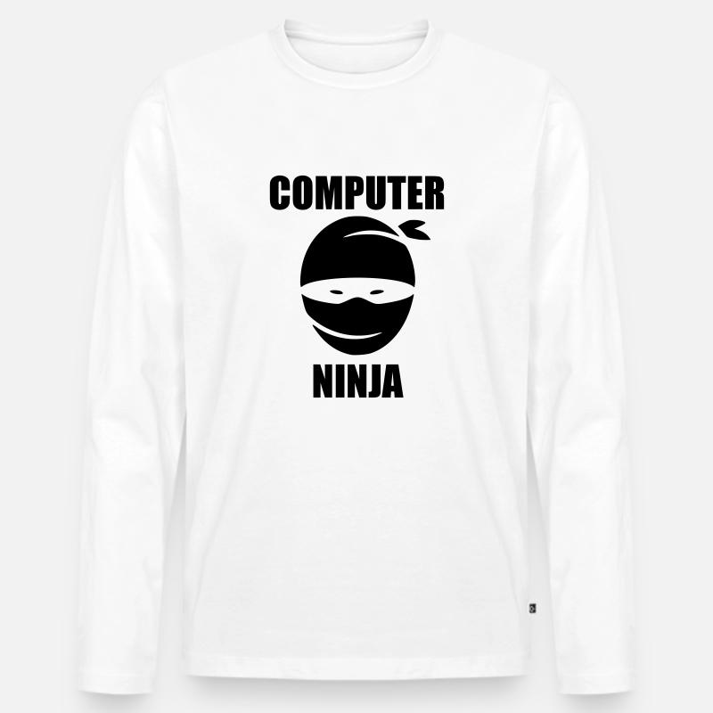 Computer-Ninja - Männer Premium Bio Langarmshirt - Weiß