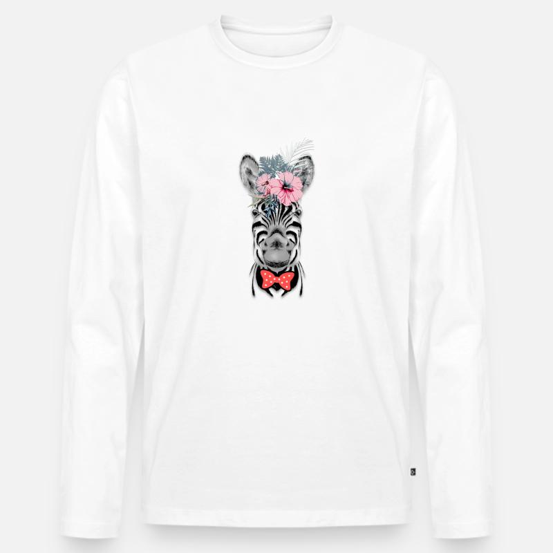 Zebra - Männer Premium Bio Langarmshirt - Weiß