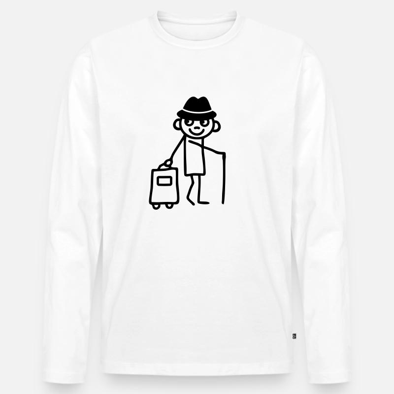 Mann mit Trolley - Männer Premium Bio Langarmshirt - Weiß