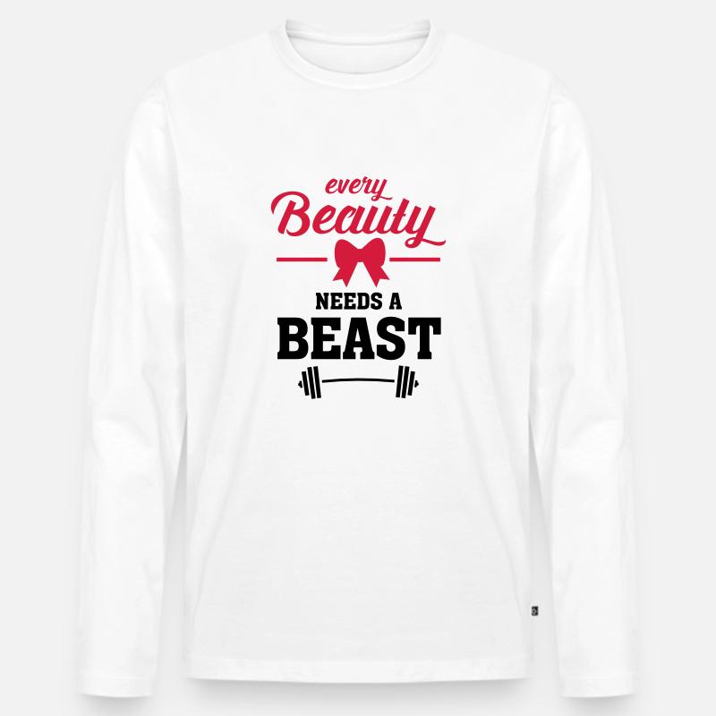 Beauty - Beast (Part 1) - Männer Premium Bio Langarmshirt - Weiß