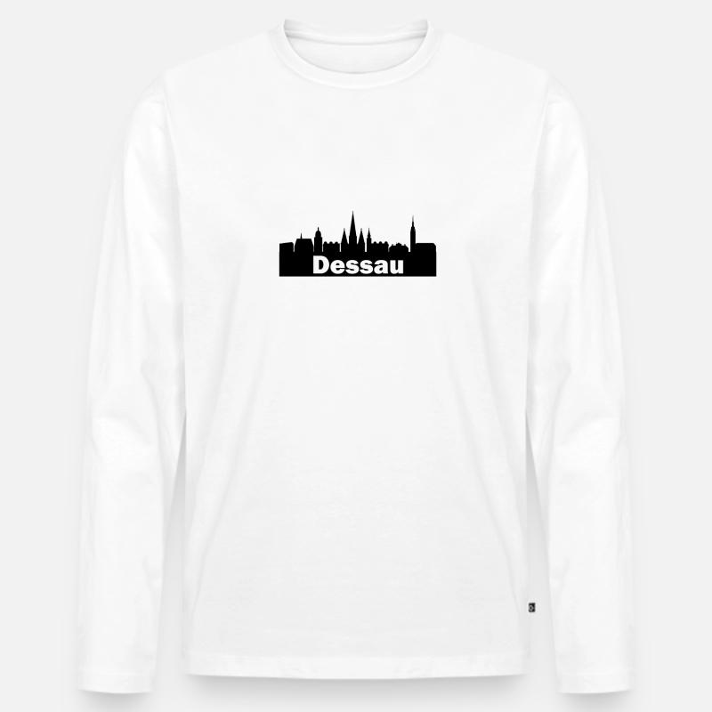 Dessau + Skyline - Männer Premium Bio Langarmshirt - Weiß