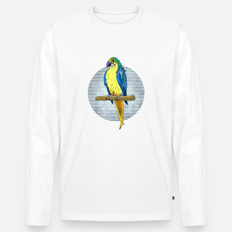 Vogel - Männer Premium Bio Langarmshirt - Weiß