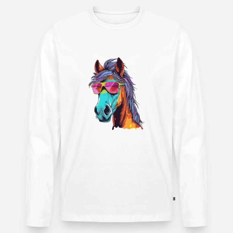 Tempete das Pferd - Männer Premium Bio Langarmshirt - Weiß