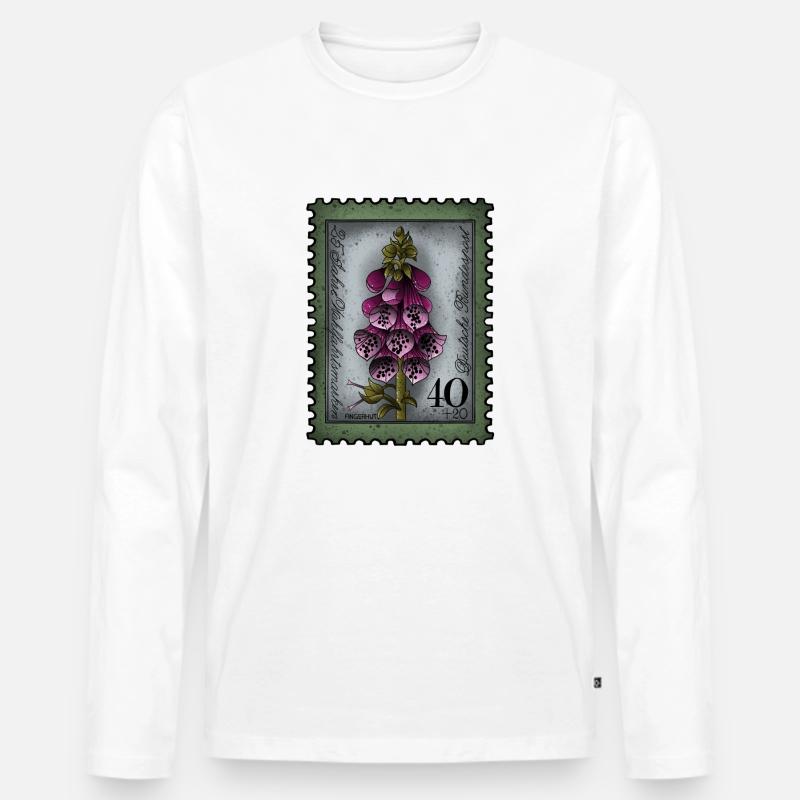 Briefmarke Fingerhut - Männer Premium Bio Langarmshirt - Weiß