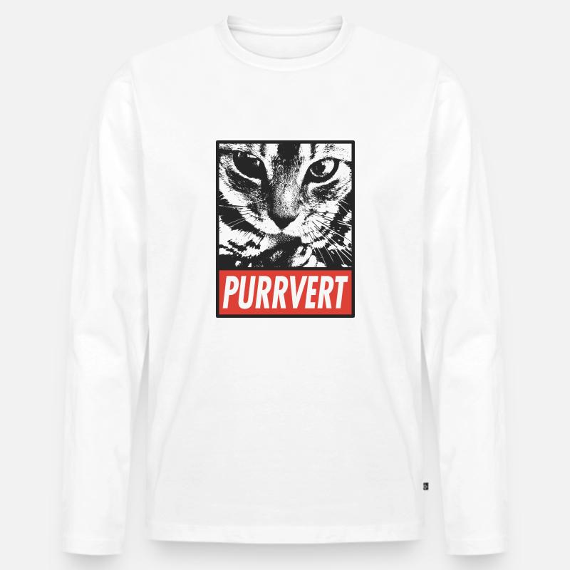 Purrvert – einzigartige Katzengrafik - Männer Premium Bio Langarmshirt - Weiß