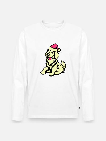 Dog Comic Animal Christmas - Men's Premium Organic Long Sleeve Shirt - white