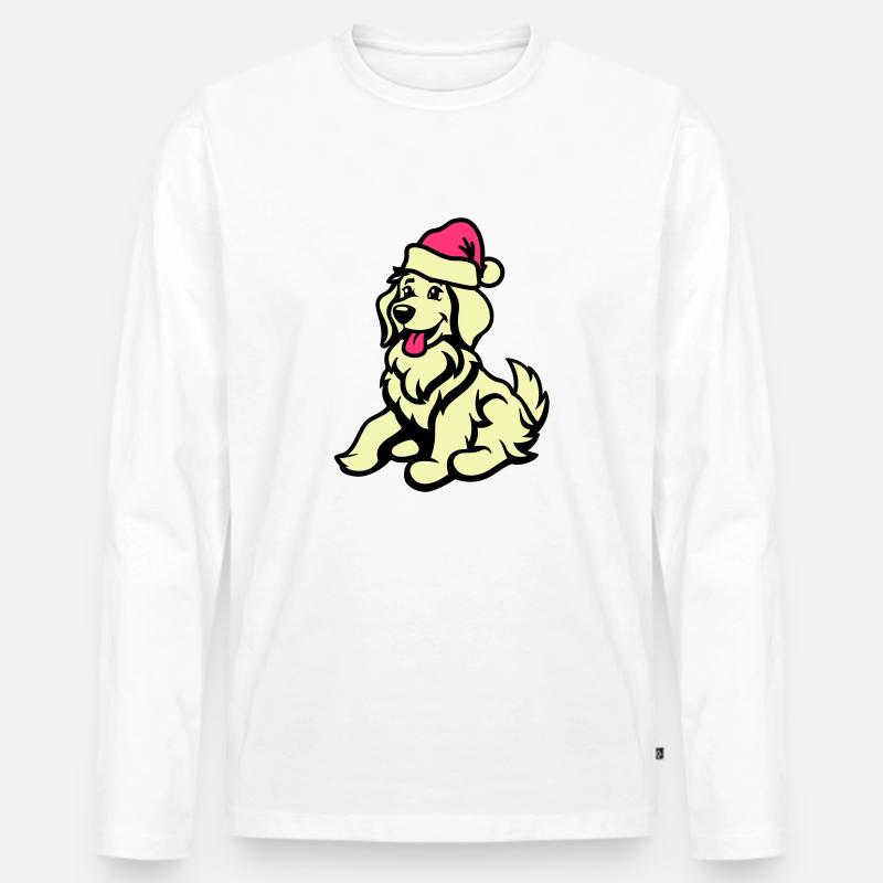 hund comic tier weihnachten - Männer Premium Bio Langarmshirt - Weiß