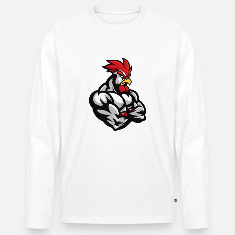Hahn Comic - Männer Premium Bio Langarmshirt - Weiß