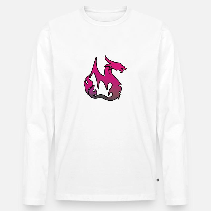 Pinker Drache - Männer Premium Bio Langarmshirt - Weiß
