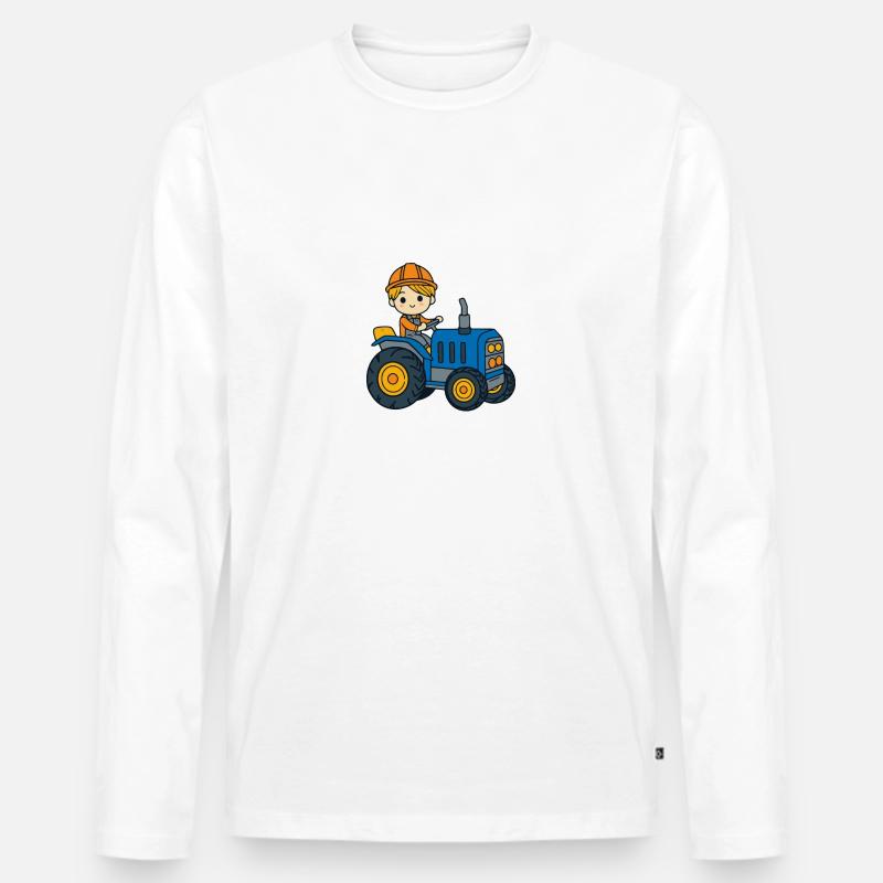Jannik Vorname Traktor - Männer Premium Bio Langarmshirt - Weiß