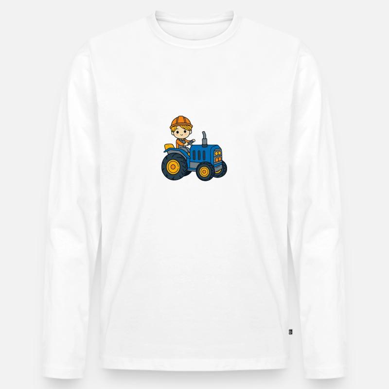 Fabian Vorname Traktor - Männer Premium Bio Langarmshirt - Weiß