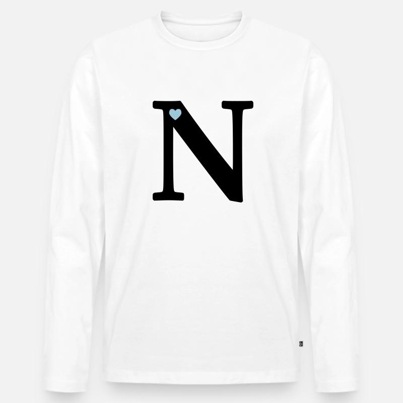 Buchstabe N Anfangsbuchstabe - Männer Premium Bio Langarmshirt - Weiß