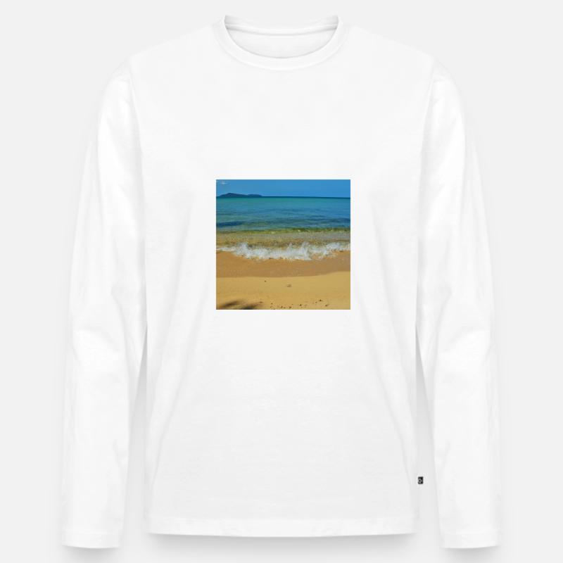 Strand - Männer Premium Bio Langarmshirt - Weiß