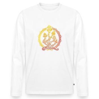 Yellow Orange Goa mushrooms - Men's Premium Organic Long Sleeve Shirt - white - Front - Nico (187cm)