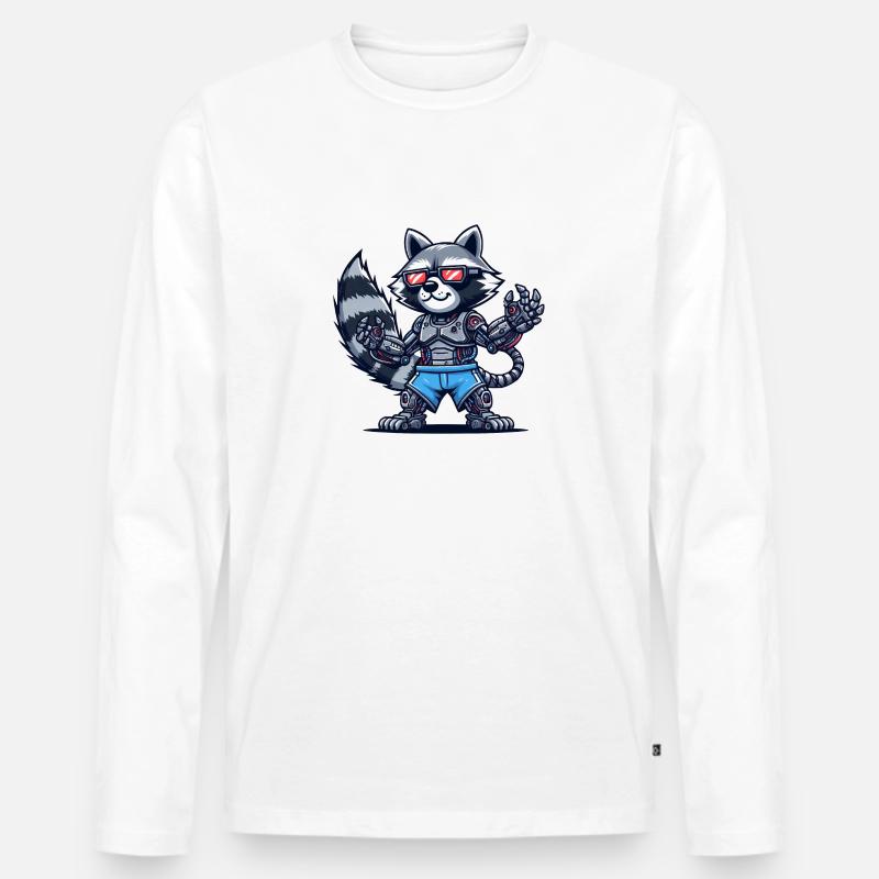 Waschbär Cyborg Roboter Design - Männer Premium Bio Langarmshirt - undefined