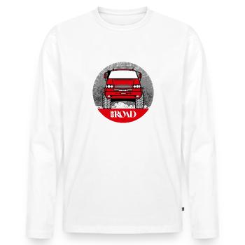 HUH! OFF ROAD #009 (Full Donation) - Männer Premium Bio Langarmshirt - Weiß - Vorne - Nico (187cm)
