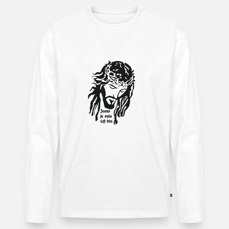 Gesù - Maglia a manica lunga ecologica premium da uomo - bianco