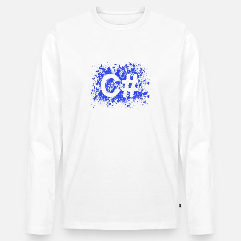 C # programmer software developer shirt - Men's Premium Organic Long Sleeve Shirt - white