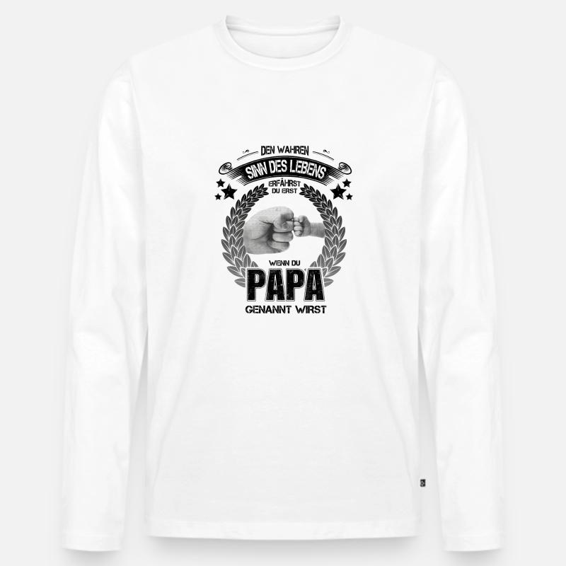 Stolzer Vater! Kind! Freunde! - Männer Premium Bio Langarmshirt - Weiß