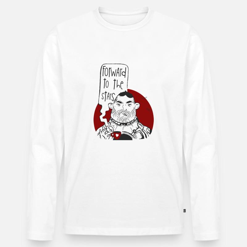 Kosmonaut mit dem Kaffee - Männer Premium Bio Langarmshirt - Weiß