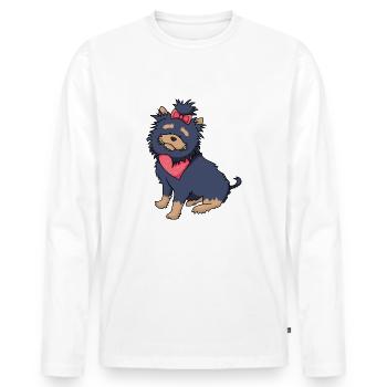 Chien mignon - T-shirt manches longues Premium bio Homme - blanc - Devant - Nico (187cm)