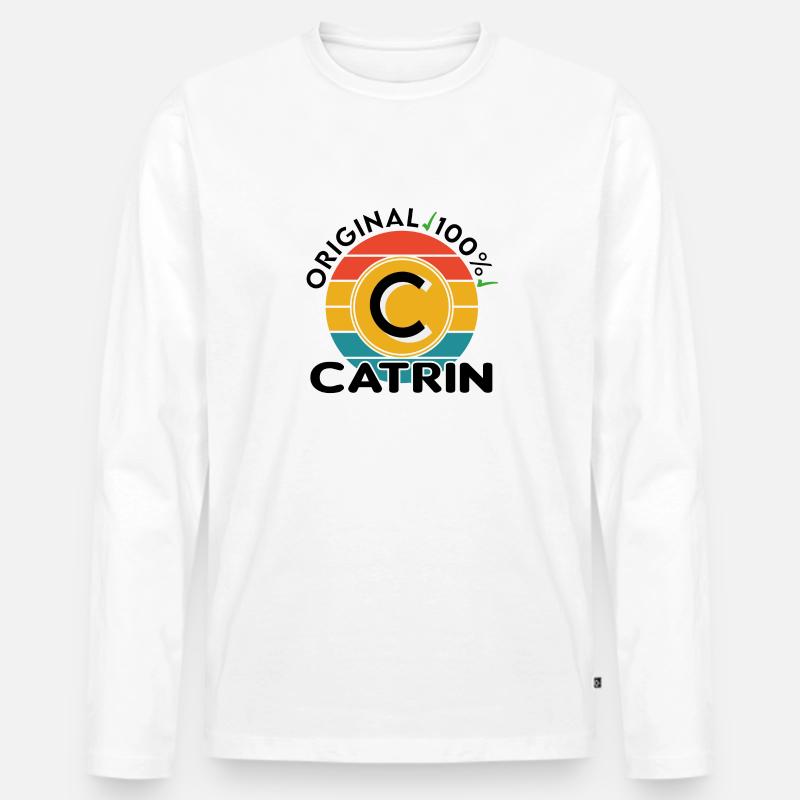 Catrin - Männer Premium Bio Langarmshirt - Weiß