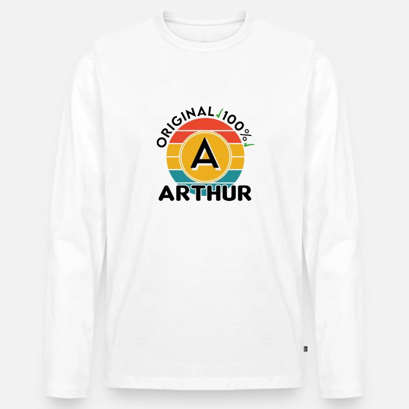 Arthur - Männer Premium Bio Langarmshirt - Weiß