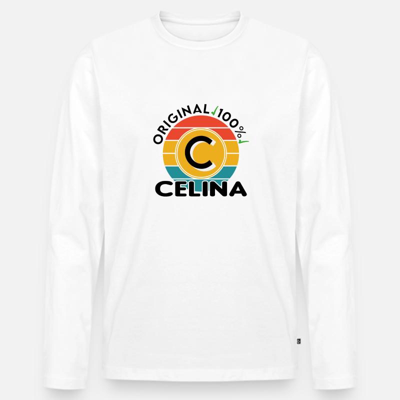 Celina - Männer Premium Bio Langarmshirt - Weiß