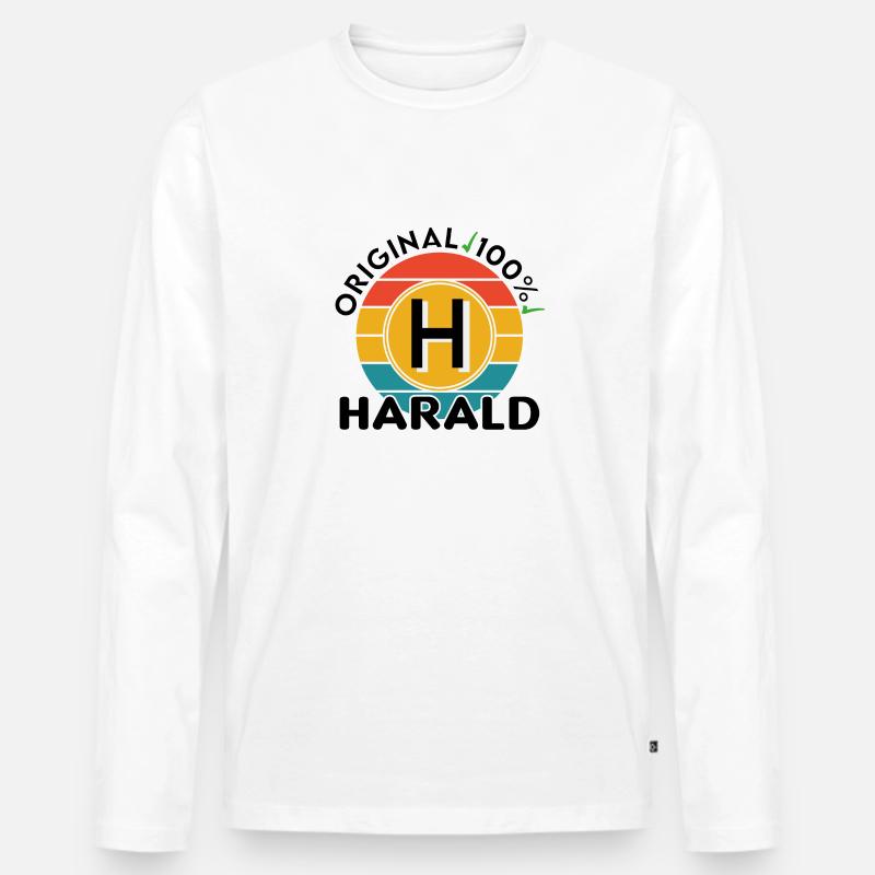 Harald - Männer Premium Bio Langarmshirt - Weiß