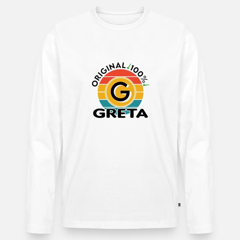 Greta - Männer Premium Bio Langarmshirt - Weiß