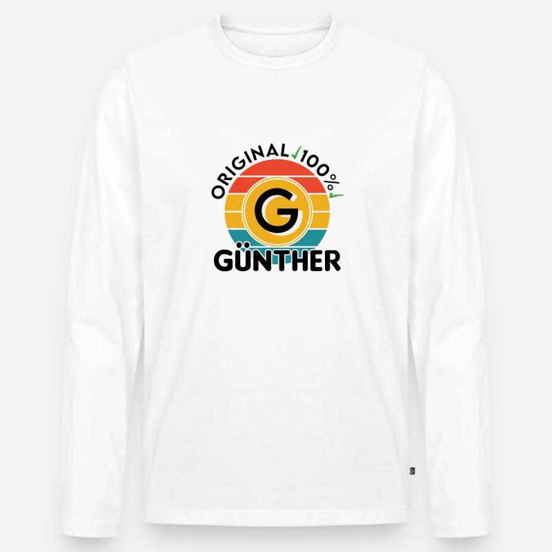 Günther - Männer Premium Bio Langarmshirt - Weiß