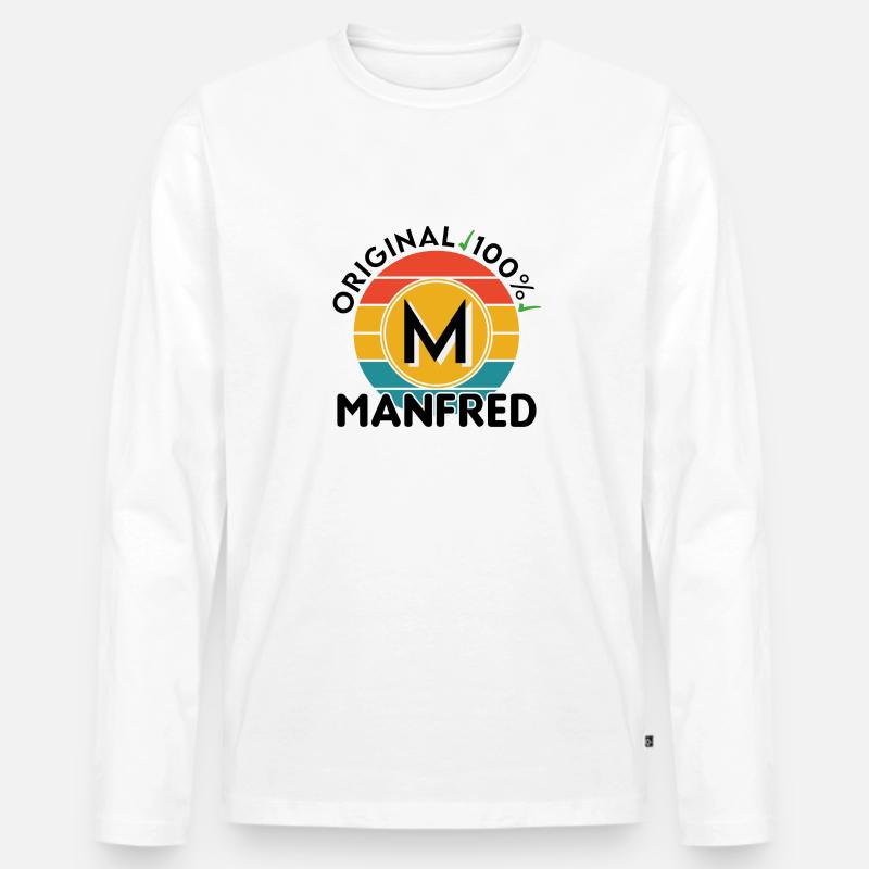 Manfred - Männer Premium Bio Langarmshirt - Weiß